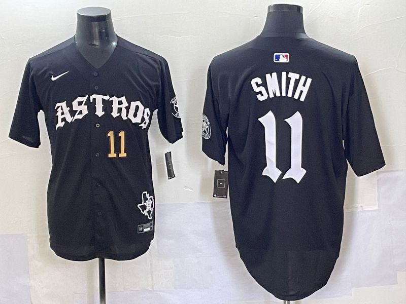 Men 2025 Houston Astros 11 Smith Black Seven generations Joint Name Nike MLB Jersey style 7046